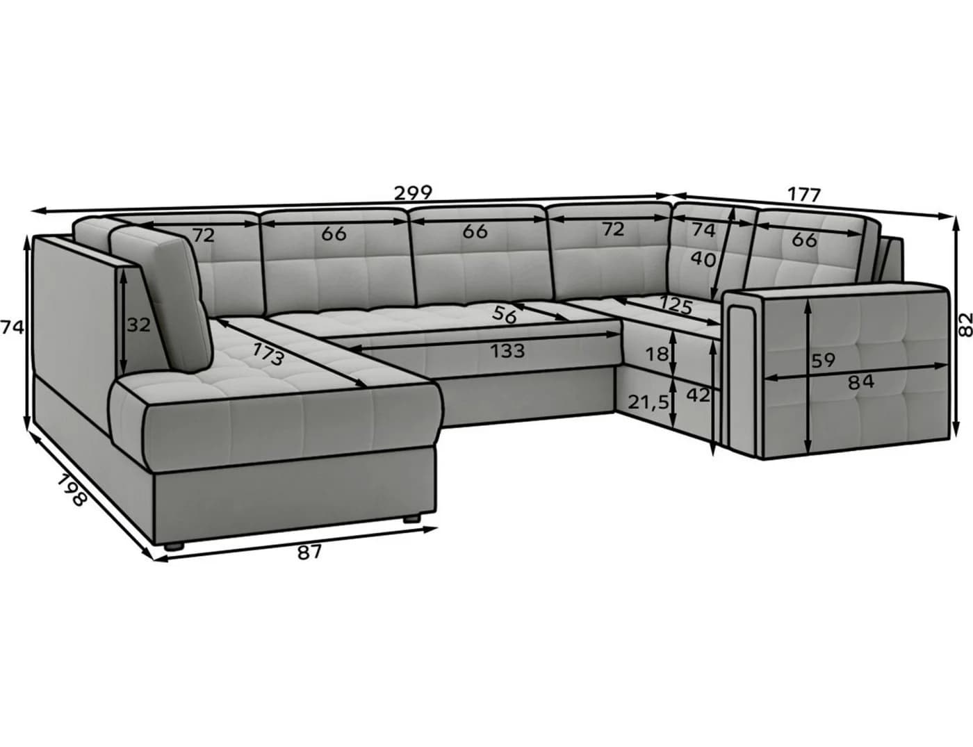 Lukas Möbel Wohnlandschaft Belvis Ecksofa U-Form Beige mit Bettfunktion - Bild 4