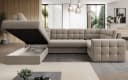 Lukas Möbel Wohnlandschaft Belvis Ecksofa U-Form Beige mit Bettfunktion Bild 5