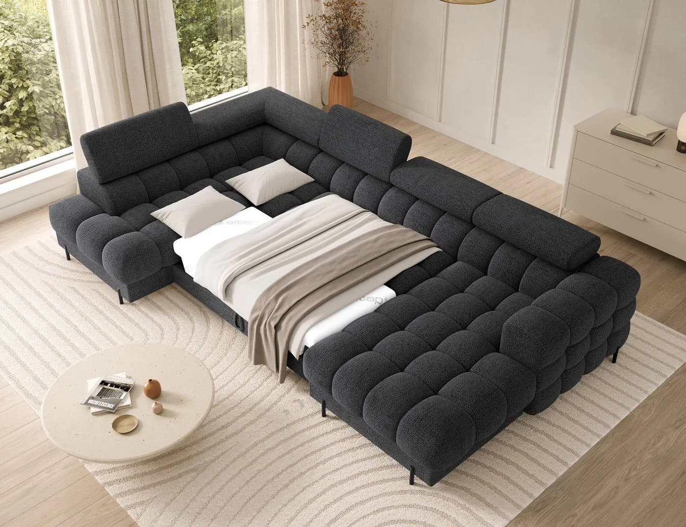 Lukas Wohnlandschaft U-Form Sofa Falco mit Schlaffunktion - Bild 3