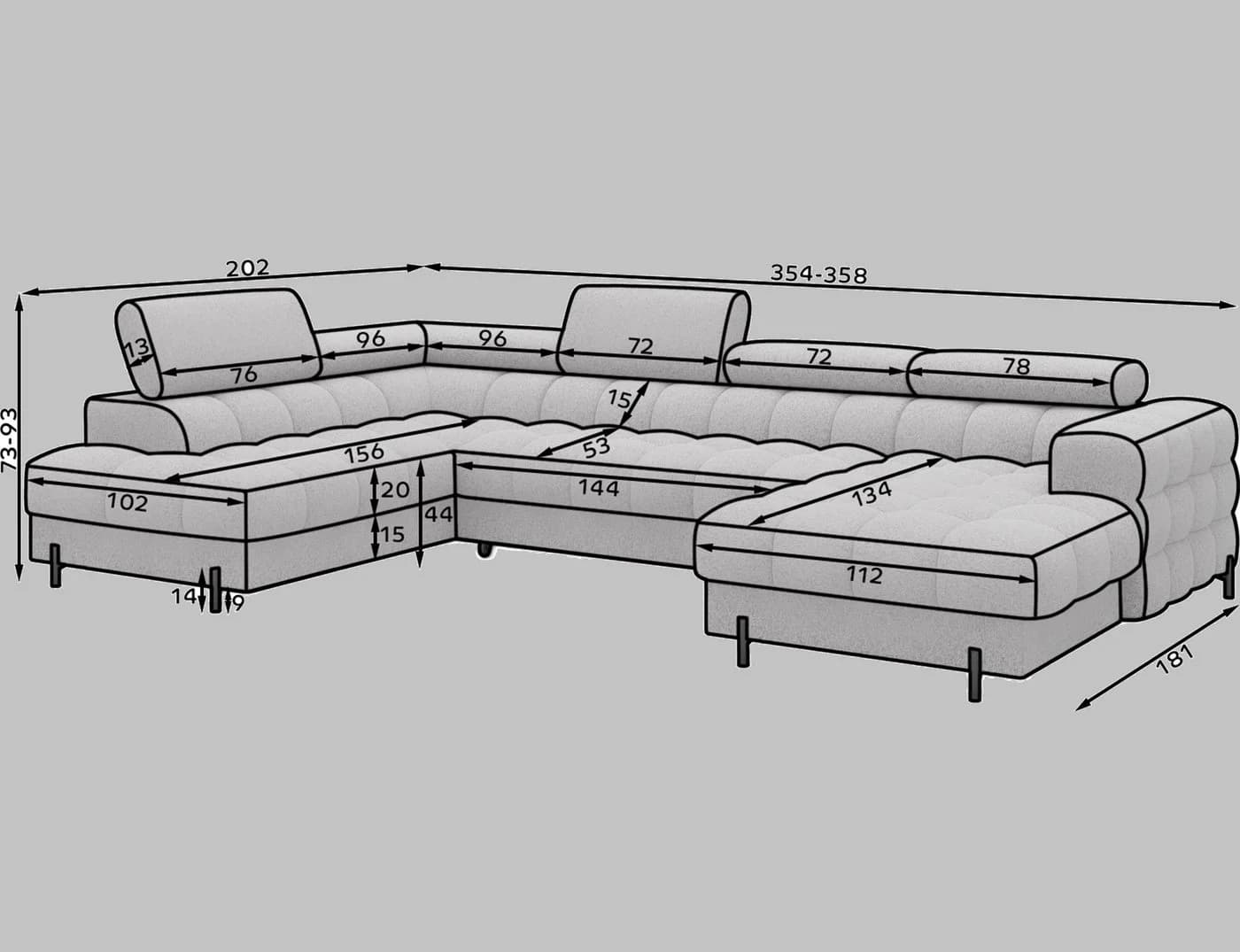 Lukas Wohnlandschaft U-Form Sofa Falco mit Schlaffunktion - Bild 4