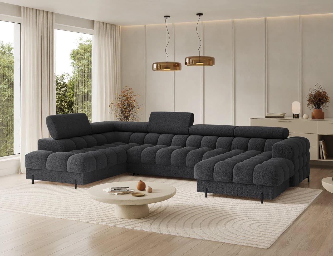 Lukas Wohnlandschaft U-Form Sofa Falco mit Schlaffunktion - Bild 5