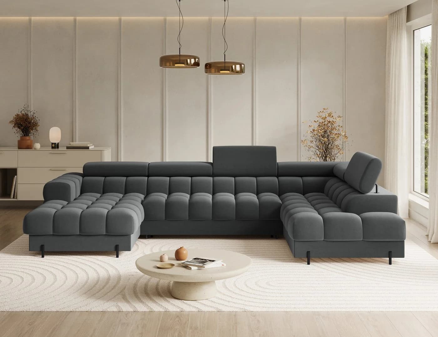 Lukas Wohnlandschaft Falco XXL U-Form Sofa mit Schlaffunktion & Bettkasten - Bild 2