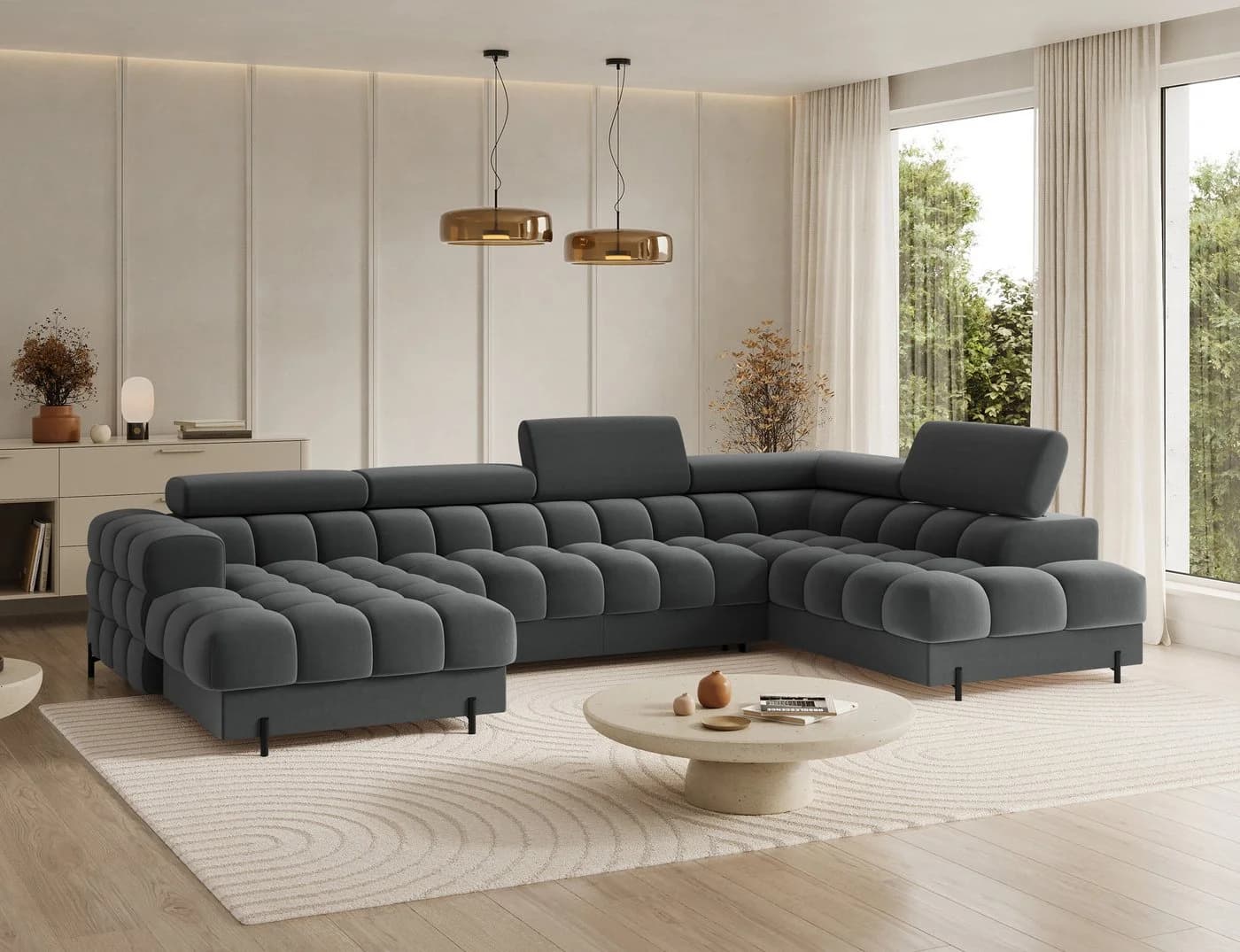Lukas Wohnlandschaft Falco XXL U-Form Sofa mit Schlaffunktion & Bettkasten - Bild 5