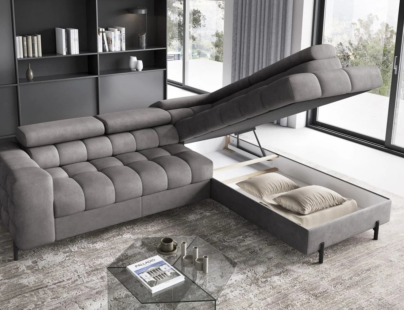 Lukas Möbel Ecksofa Frida mit Schlaffunktion und Bettkasten grau - Bild 3