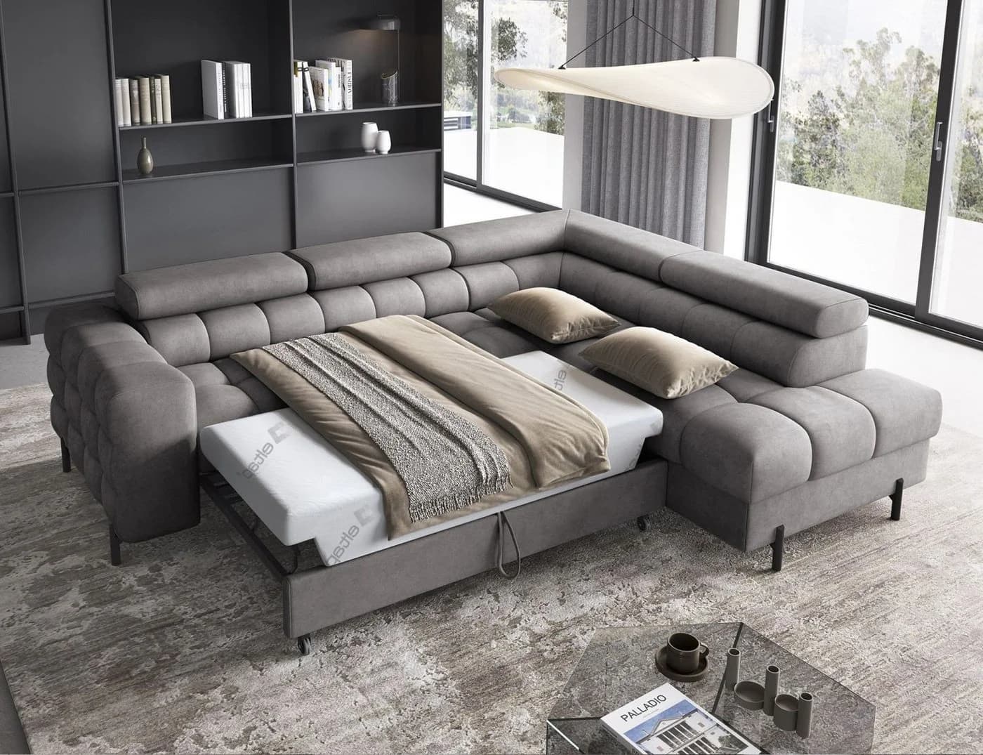 Lukas Möbel Ecksofa Frida mit Schlaffunktion und Bettkasten grau - Bild 4