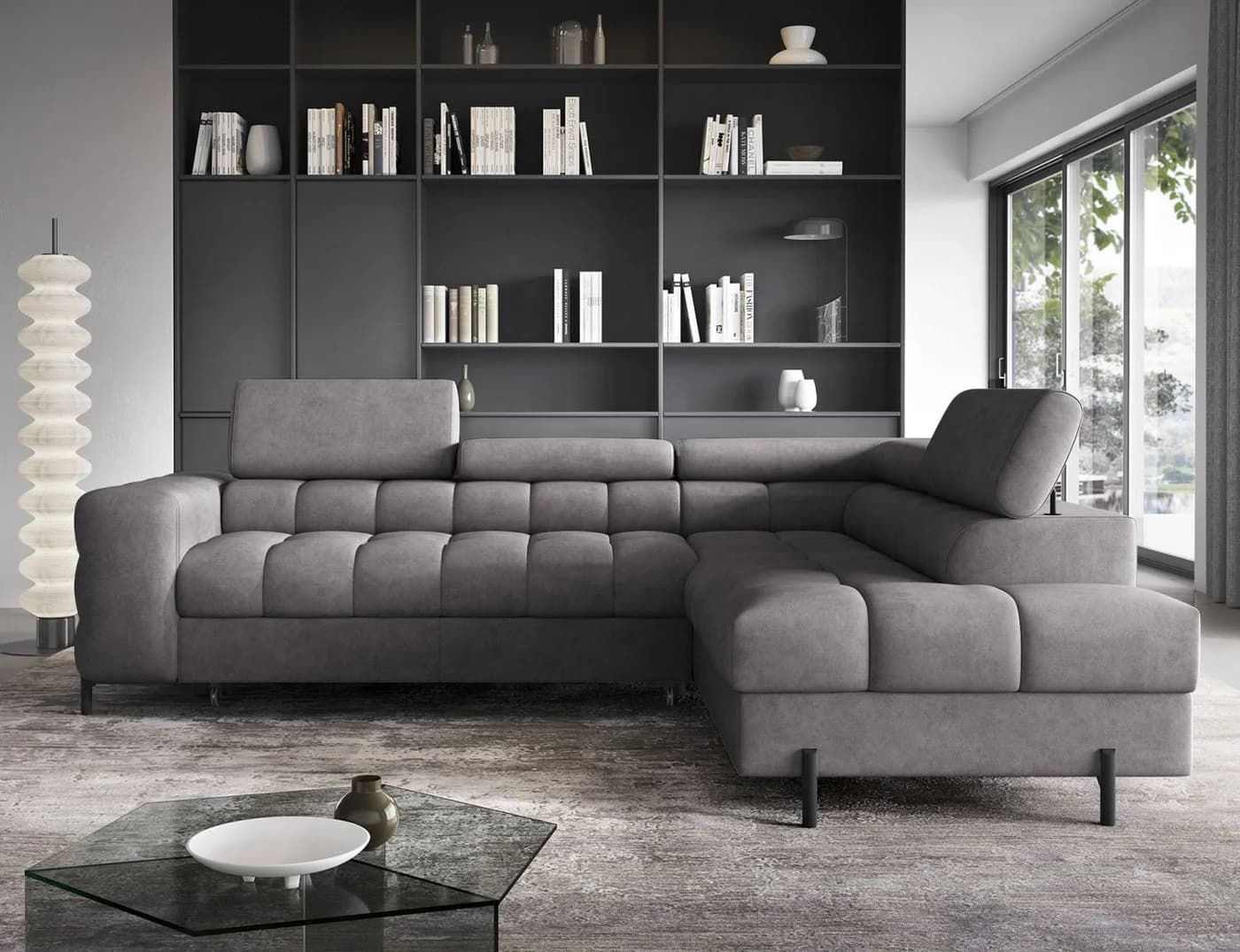 Lukas Möbel Ecksofa Frida mit Schlaffunktion und Bettkasten grau - Bild 5