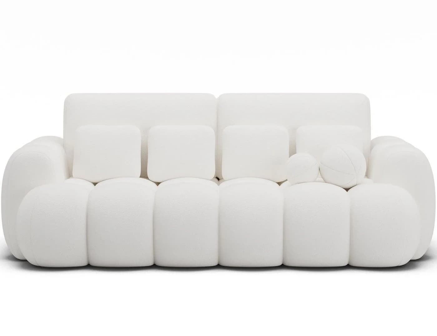 Lukas Möbel Schlafsofa Kitty mit Bettkasten und Zierkissen in Weiß