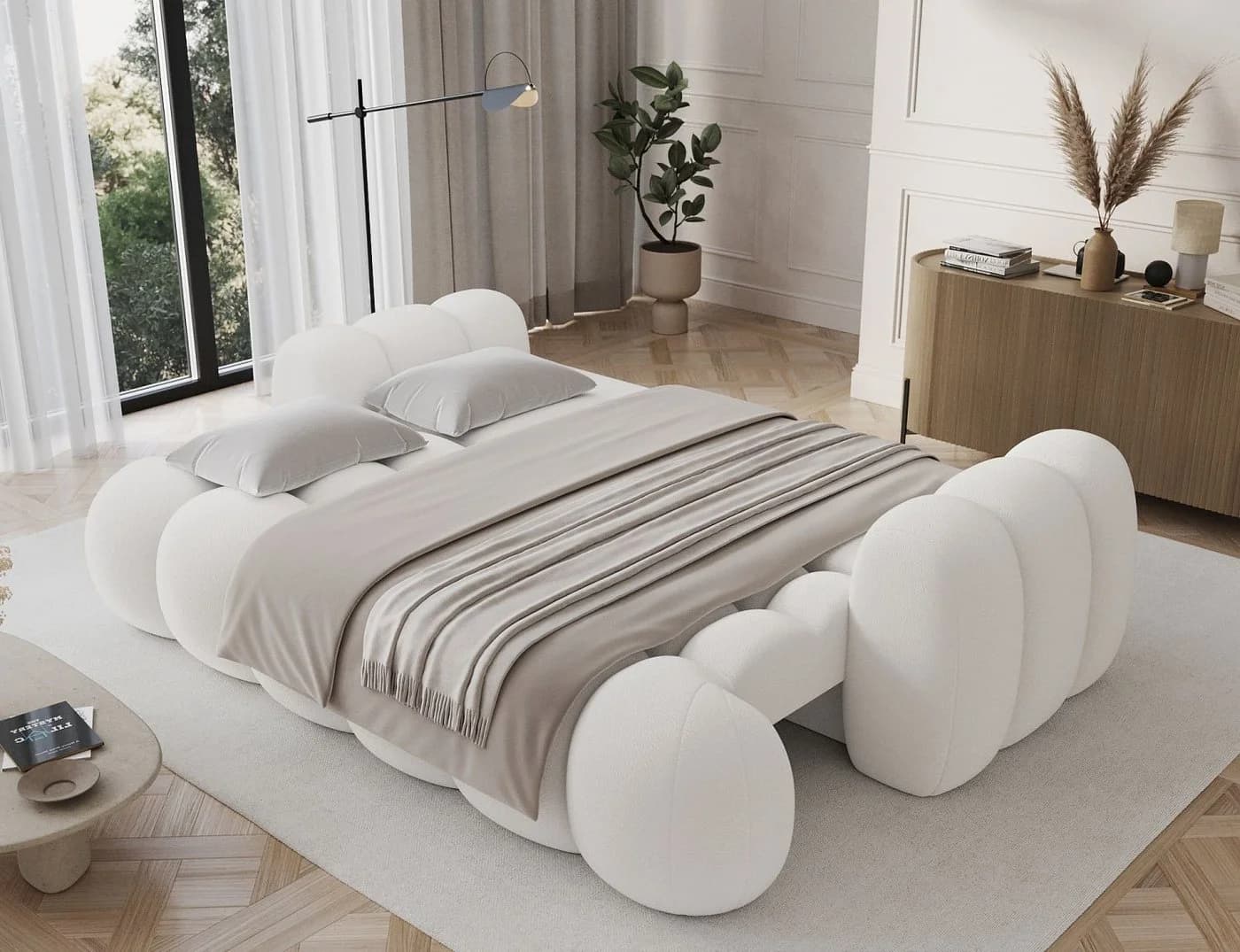 Lukas Möbel Schlafsofa Kitty mit Bettkasten und Zierkissen in Weiß - Bild 3
