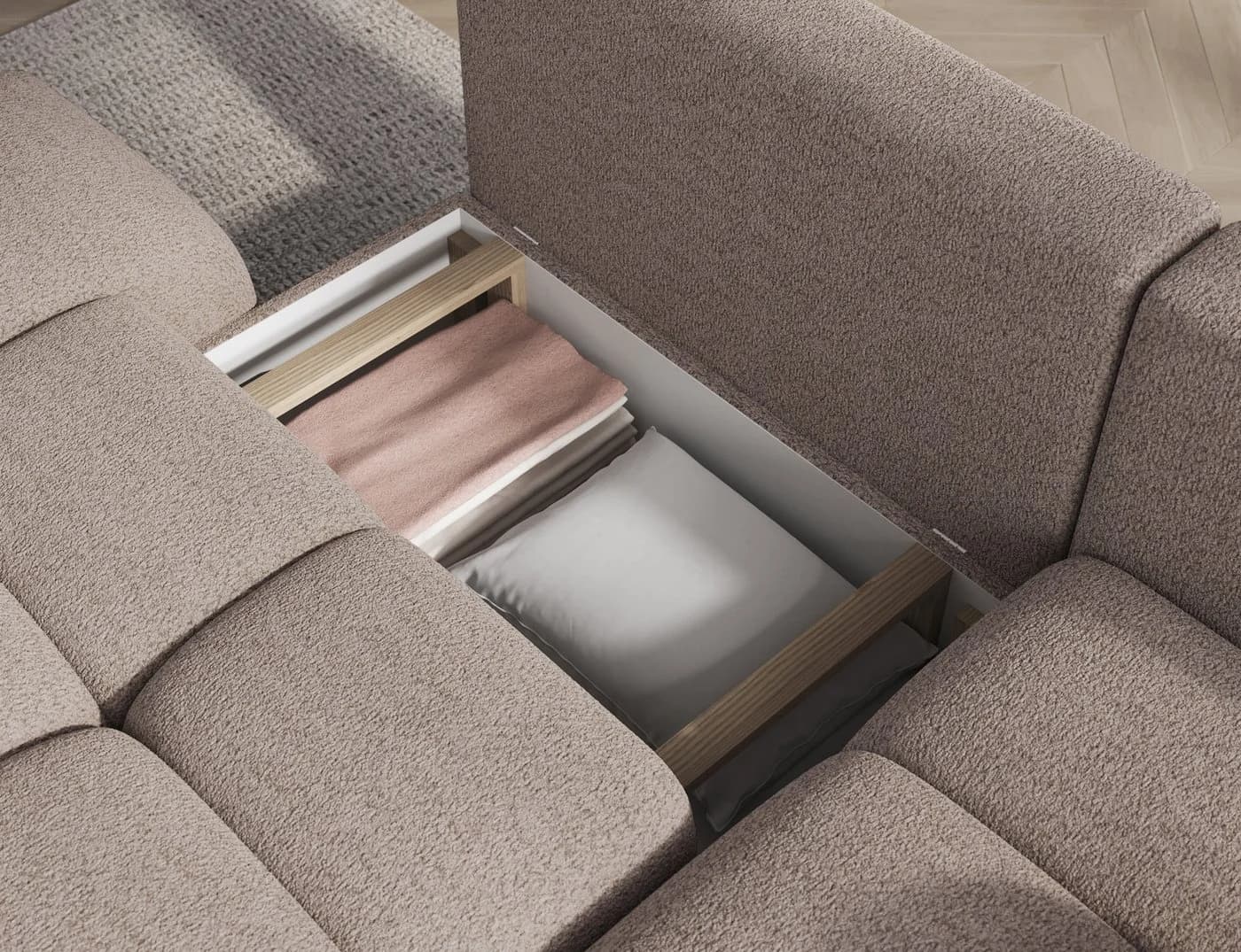 Lukas Möbel Ecksofa Vittario mit Schlaffunktion und Bettkasten Beige - Bild 5