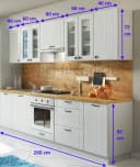Möbel für Dich Küchenzeile Landhaus LORA 260 cm 10-teilig Weiß/Beige/Grau Bild 1