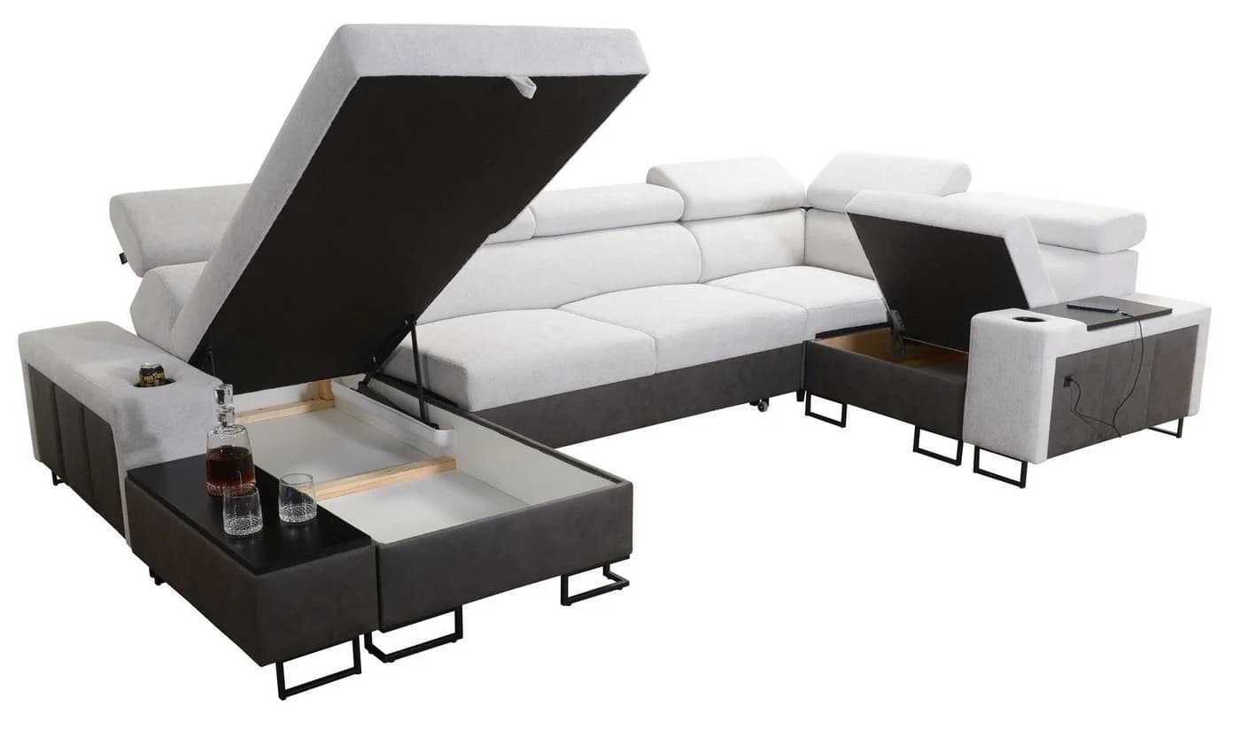 U-förmige Wohnlandschaft mit USB-Ladestationen und Extras - Bild 4