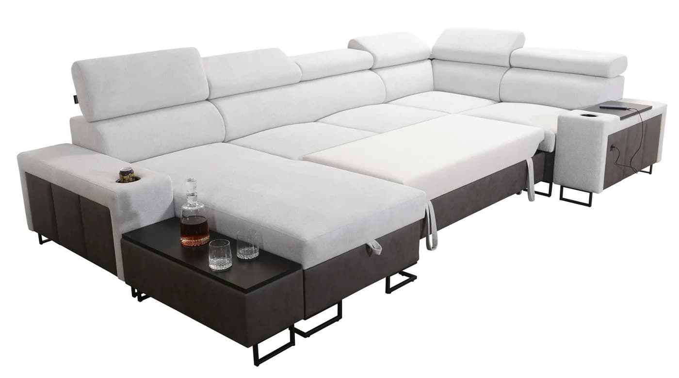U-förmige Wohnlandschaft mit USB-Ladestationen und Extras - Bild 5