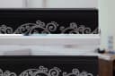 Doppelrollo Klemmfix ohne Bohren schwarz Silber Rankenmuster Perlen, Plisseeonline Bild 3