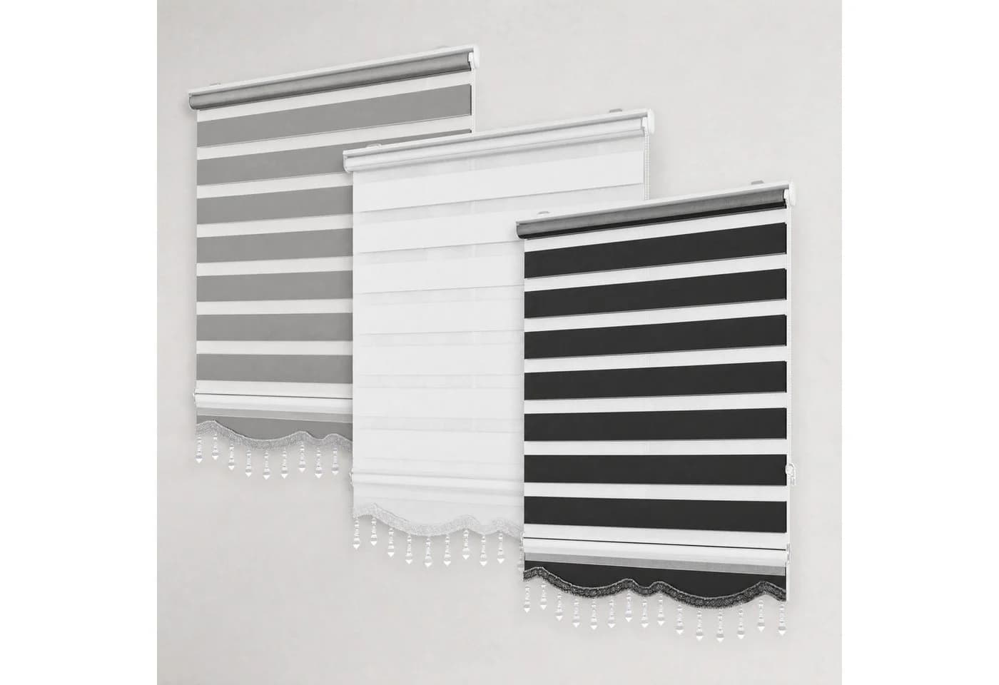 Plisseeonline Doppelrollo Klemmfix Grau Duo-Rollo blickdicht - Bild 2