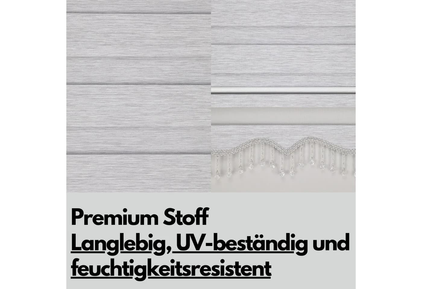 PlisseeOnline Doppelrollo mit Kassette Grau/Weiß