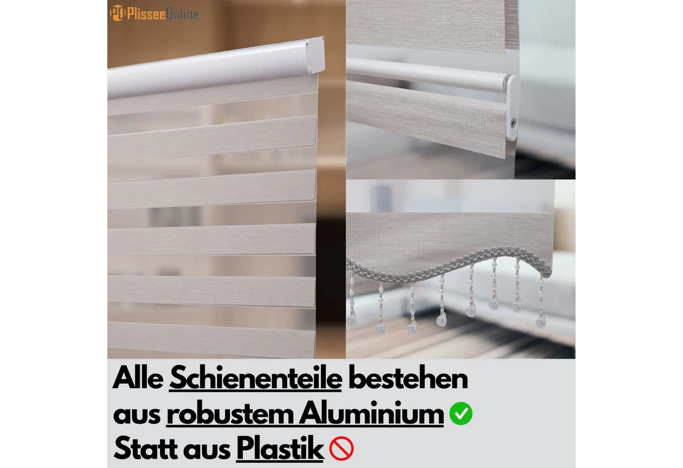 PlisseeOnline Doppelrollo mit Kassette Grau/Weiß - Bild 3