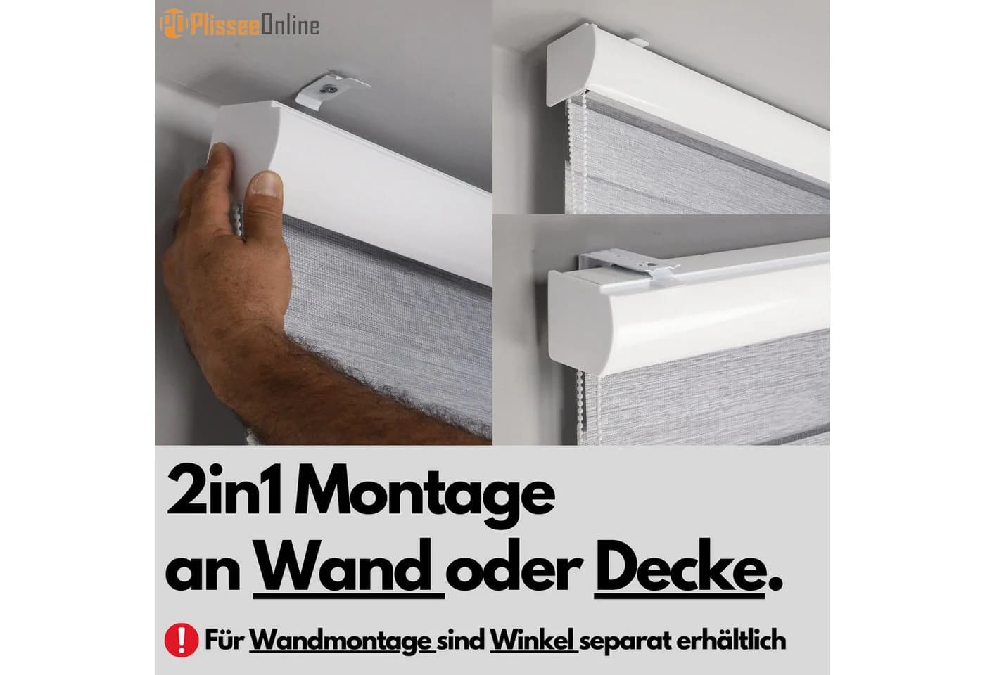 PlisseeOnline Doppelrollo mit Kassette Grau/Weiß - Bild 4