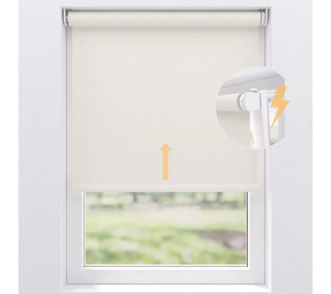 Plisseeonline Elektrisches Rollo Verdunklungsrollo Weiß/Grau Klemmfix - Bild 4