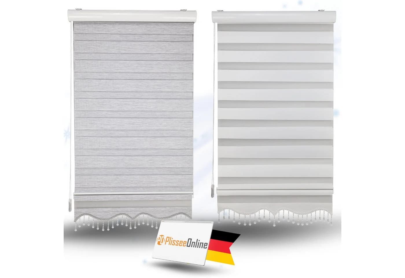 PlisseeOnline Doppelrollo mit Kassette Weiß Grau - Bild 2