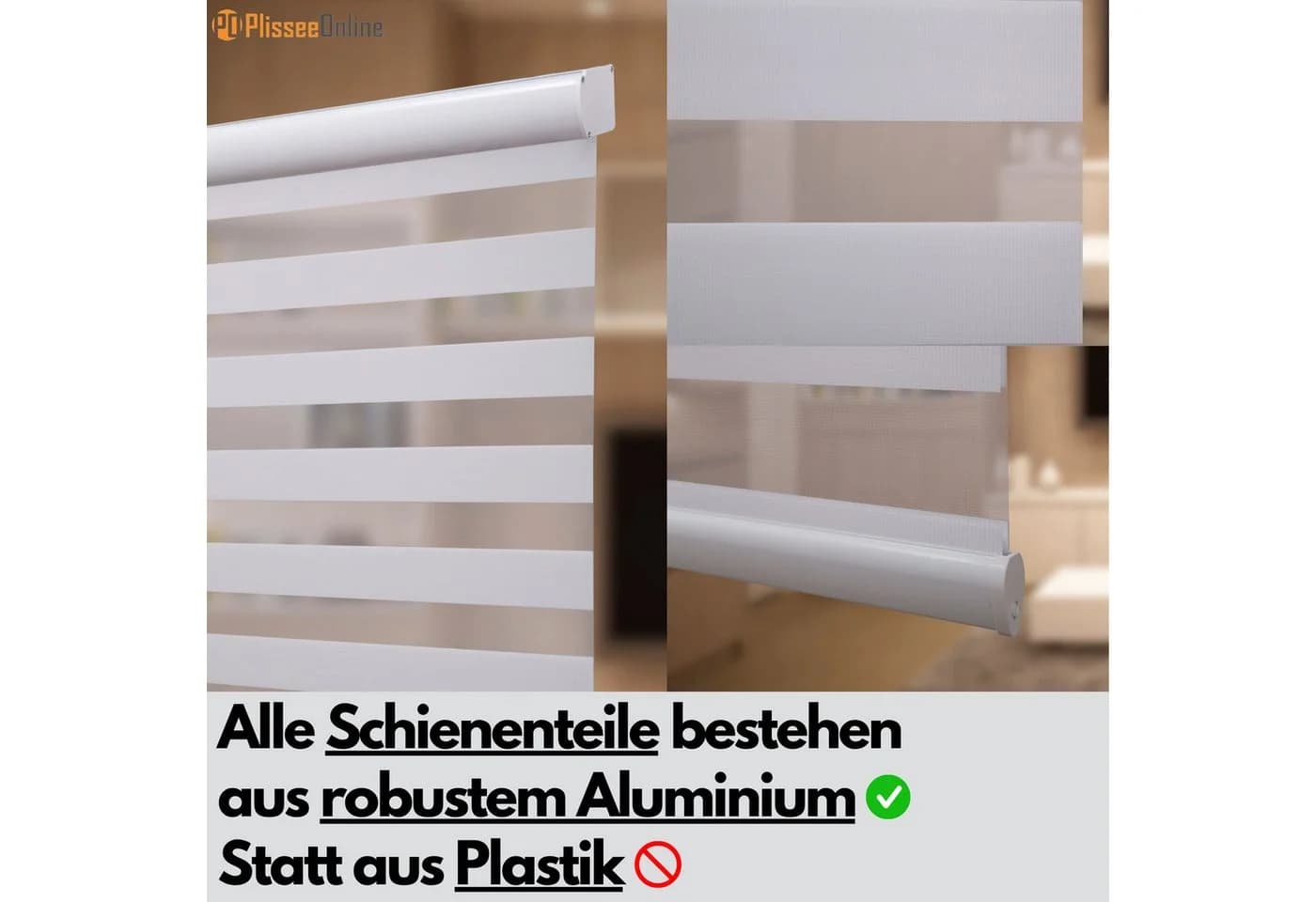 PlisseeOnline Doppelrollo mit Kassette Weiß Grau - Bild 3