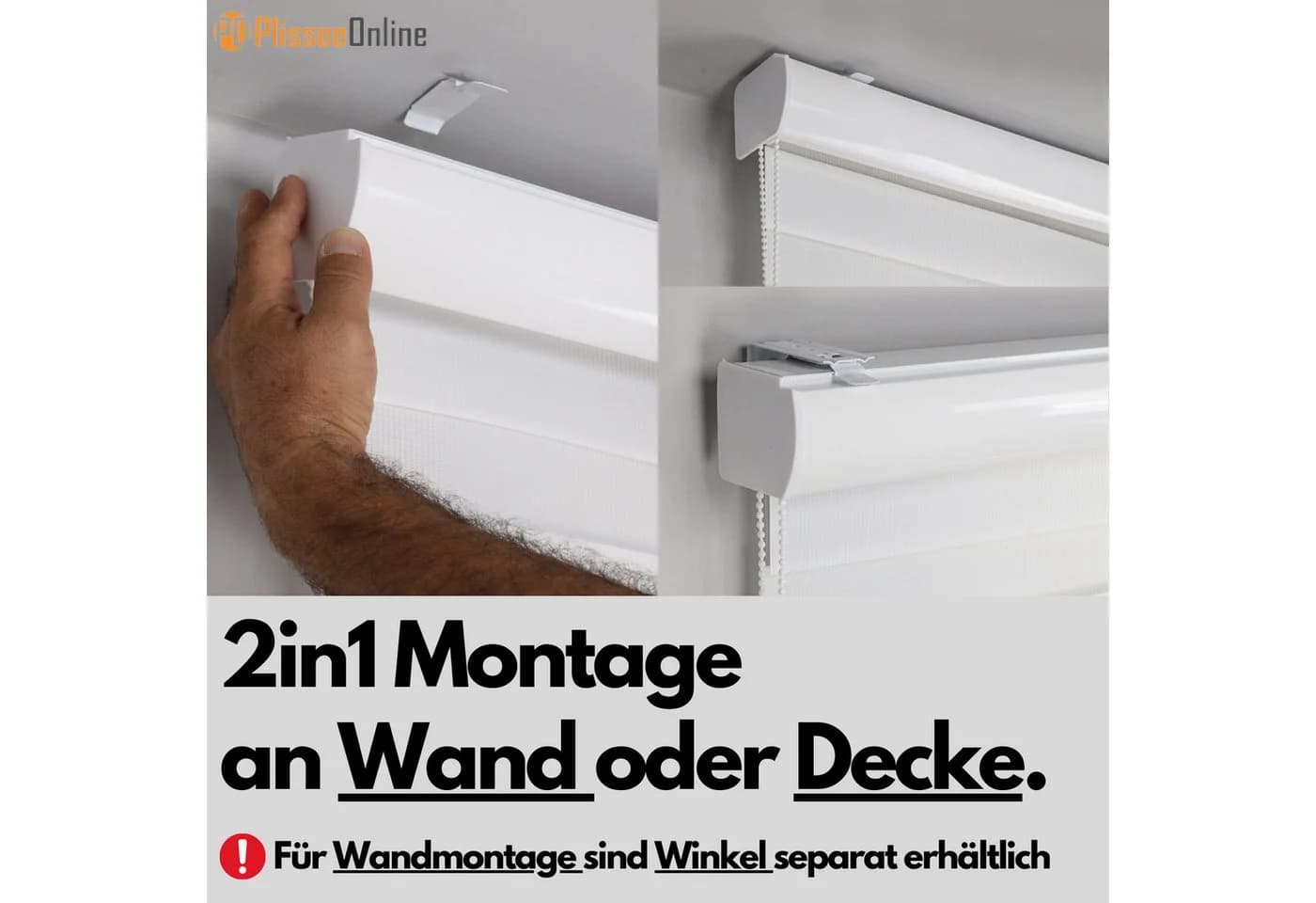 PlisseeOnline Doppelrollo mit Kassette Weiß Grau - Bild 4