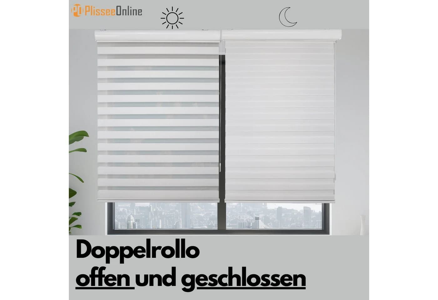 PlisseeOnline Doppelrollo mit Kassette Weiß Grau - Bild 5
