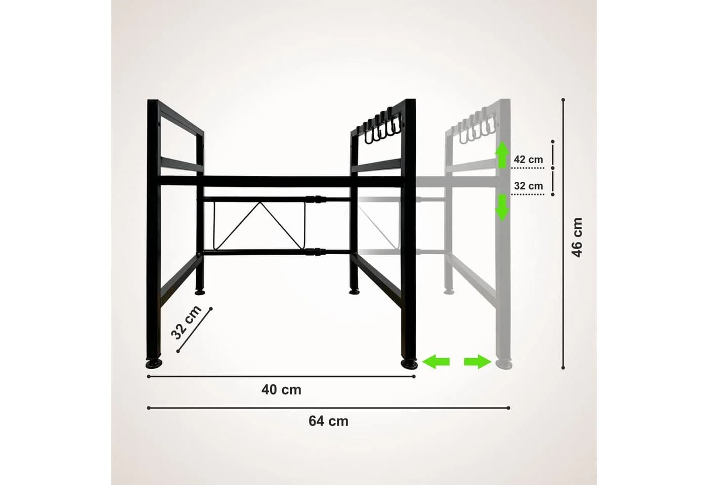 Cozyvibe Mikrowellenregal 2-Stufig, Erweiterbar, Höhenverstellbar, Schwarz - Bild 4