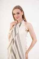herémood Saunatuch XXL Hamamtuch Beige-Schwarz Baumwolle Bild 2
