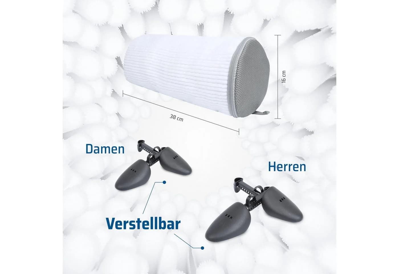 Cozyvibe Wäschenetz Schuhwaschbeutel 2in1 Set mit Schuhspanner