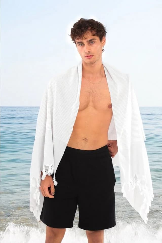 herémood Hamamtuch Luxuriöses Saunatuch Großes Strandtuch Hellgrau - Bild 5