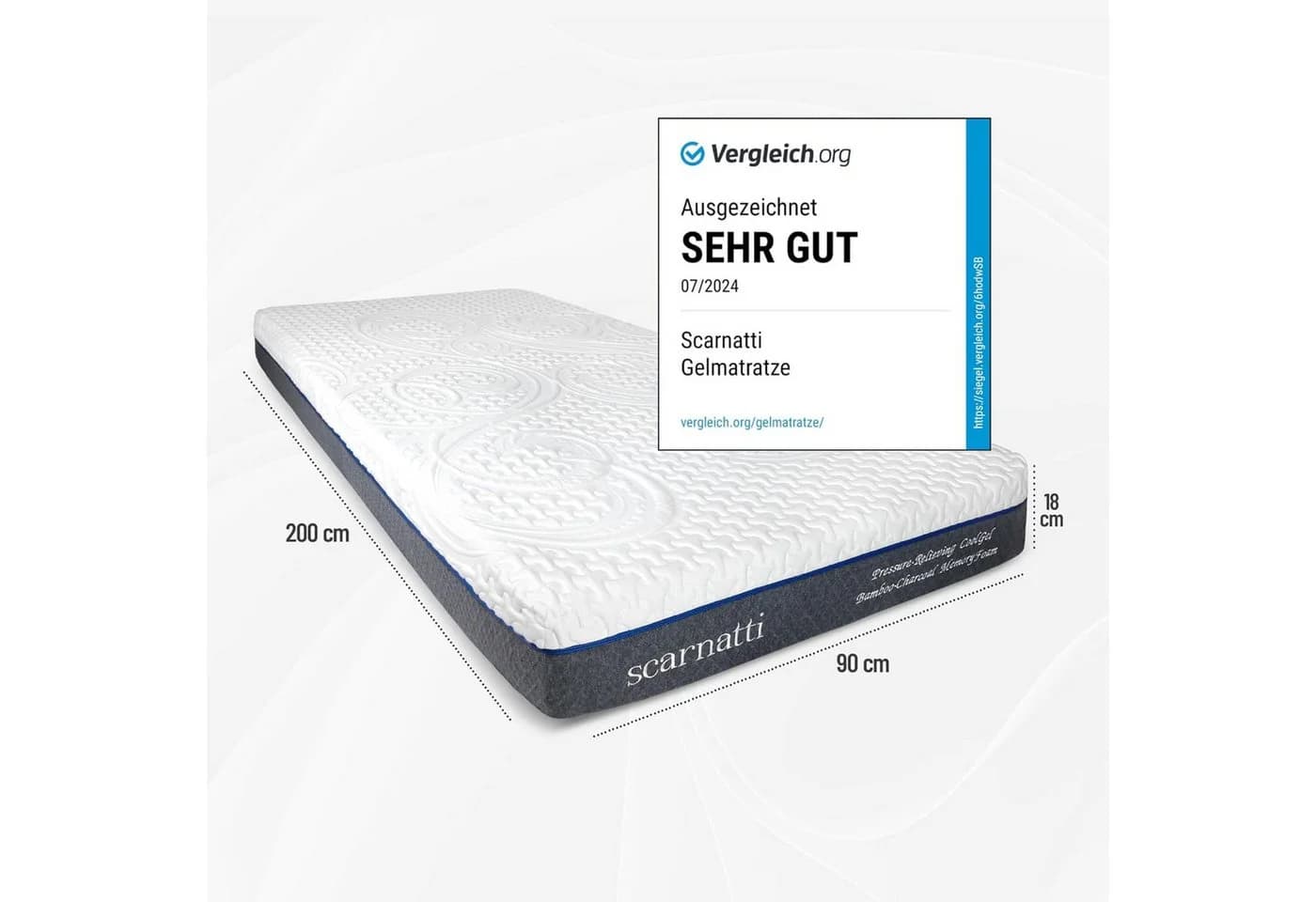 Scarnatti™ Gel Memory Foam 7-Zonen Matratze 18 cm