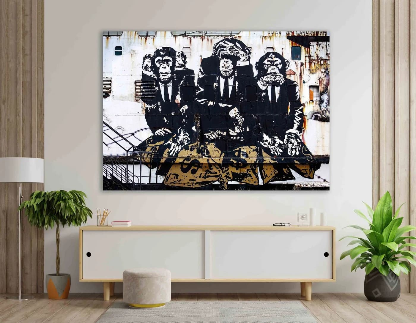 Leinwando Three Monkeys Banksy Street Art Leinwandbild