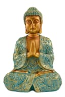 MF Buddha Statue Mintgrün Gold Polyresin 41cm Meditierende Figur Bild 1