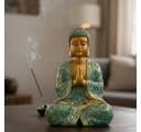 MF Buddha Statue Mintgrün Gold Polyresin 41cm Meditierende Figur Bild 2