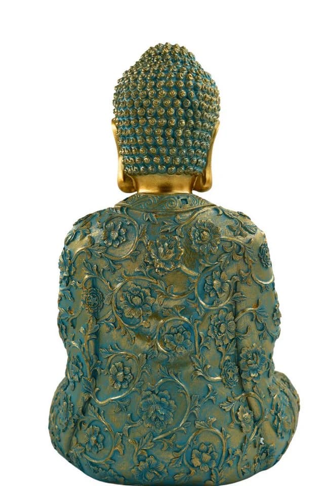 MF Buddha Statue Mintgrün Gold Polyresin 41cm Meditierende Figur - Bild 3