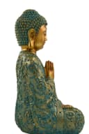 MF Buddha Statue Mintgrün Gold Polyresin 41cm Meditierende Figur Bild 5