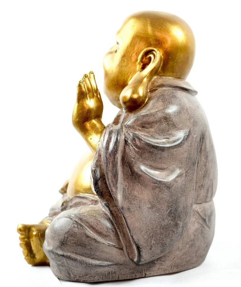 MF Buddhafigur XXL Lachende Buddha Figur Gold Grau - Bild 3