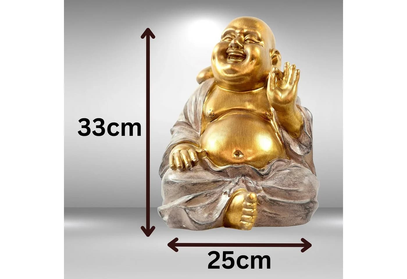 MF Buddhafigur XXL Lachende Buddha Figur Gold Grau - Bild 4