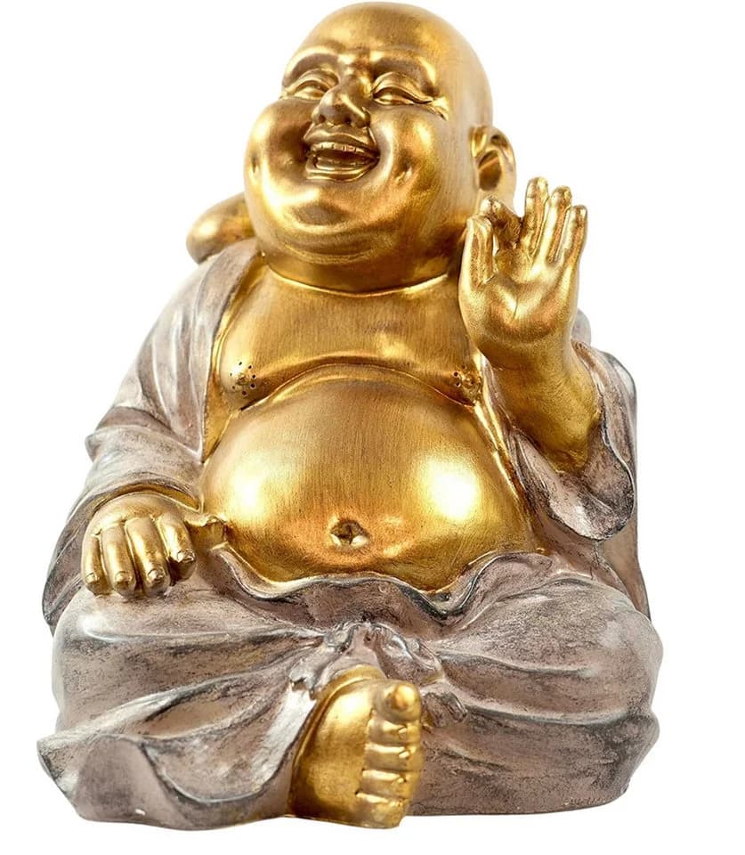 MF Buddhafigur XXL Lachende Buddha Figur Gold Grau - Bild 5