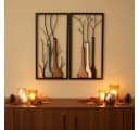 MF Wandbild Set 2-tlg. Handbemalt Metall Braun Beige Vase Herbst Winter Bild 1