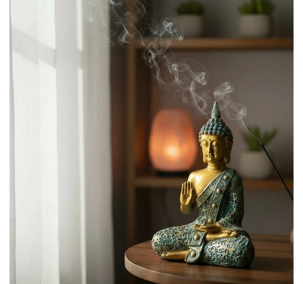 MF Buddhafigur Zenharmony Gold Türkis Polyresin Skulptur - Bild 2