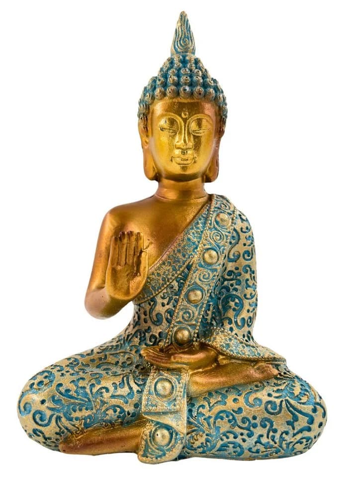 MF Buddhafigur Zenharmony Gold Türkis Polyresin Skulptur - Bild 3