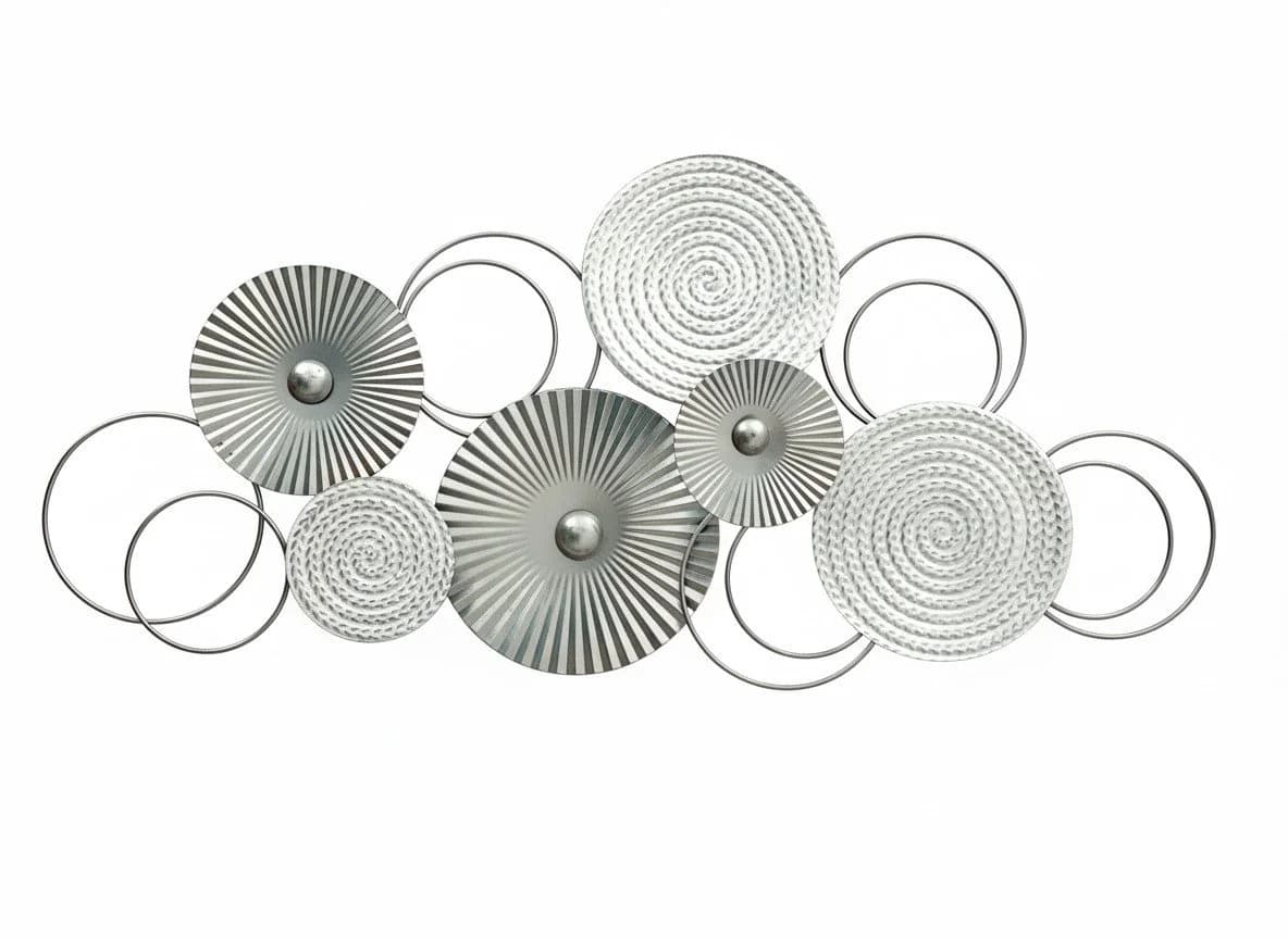 MF Wanddeko Sixo Metall Wandschmuck Silber Weiss - Bild 2