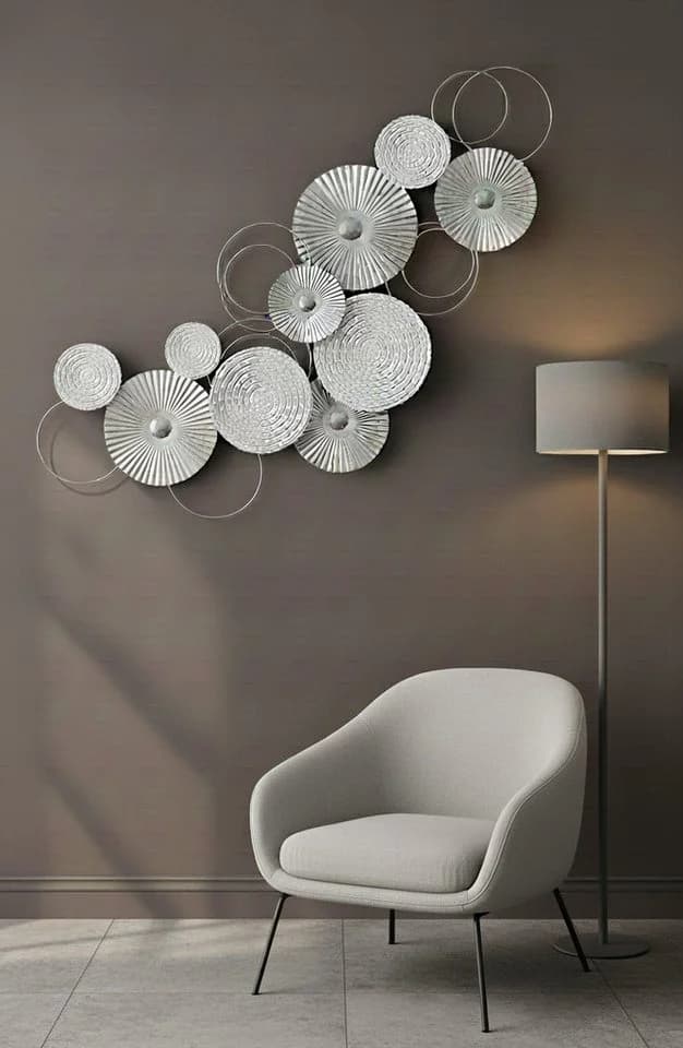 MF Wanddeko Sixo Metall Wandschmuck Silber Weiss - Bild 5