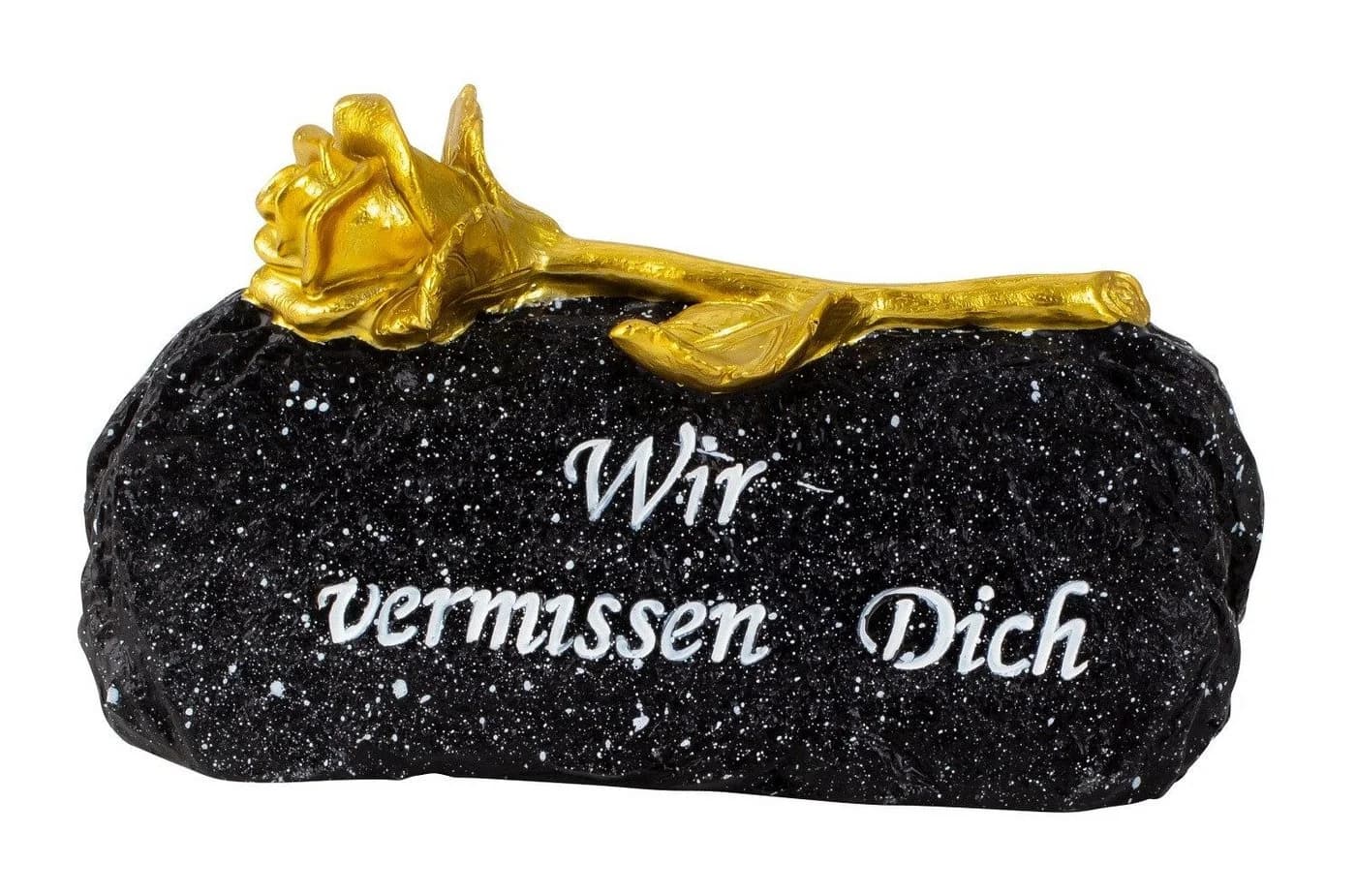 MF Grabengel mit Spruch „Wir Vermissen Dich“ Polyresin Grau