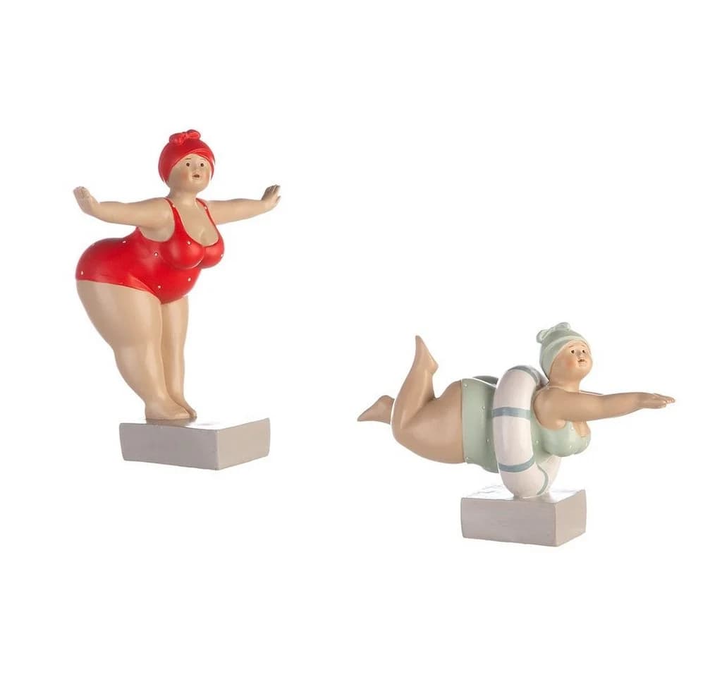 GILDE Dekofigur 2er Set Figur Tante Elli in Rot & Mint mit Rettungsring - Bild 2