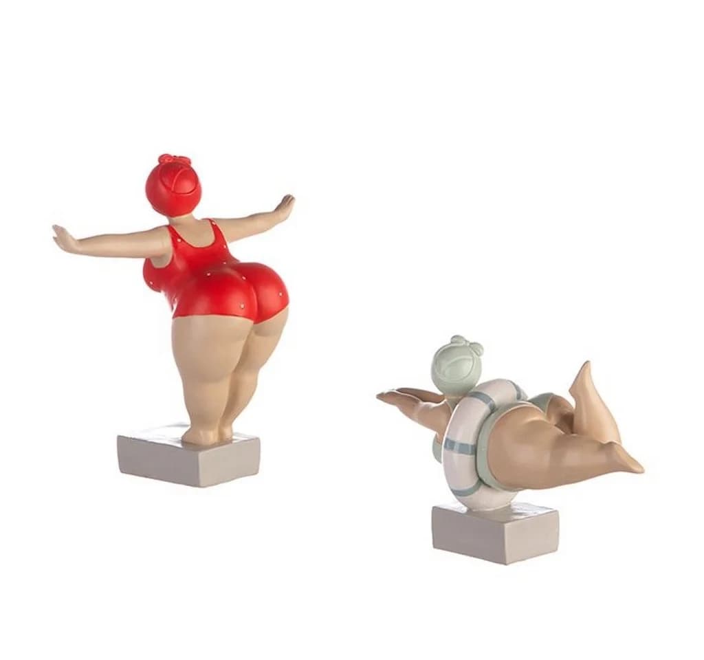 GILDE Dekofigur 2er Set Figur Tante Elli in Rot & Mint mit Rettungsring - Bild 5