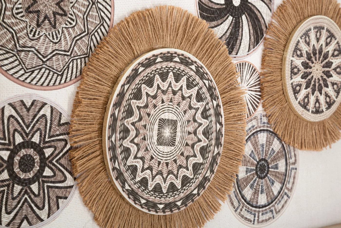 MF Wanddekoobjekt Nara Mandala Boho Natur Bast Relief 70x35cm - Bild 3