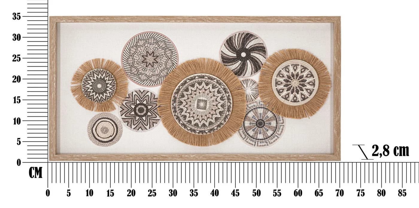 MF Wanddekoobjekt Nara Mandala Boho Natur Bast Relief 70x35cm - Bild 5