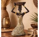MF Kerzenhalter Skulptur Nyala Afrikanische Frau Gold Bild 2